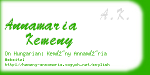 annamaria kemeny business card